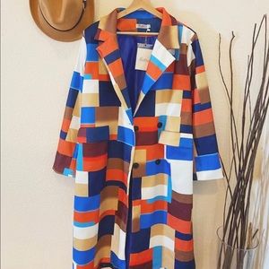 Trendy Color Block Long Coat